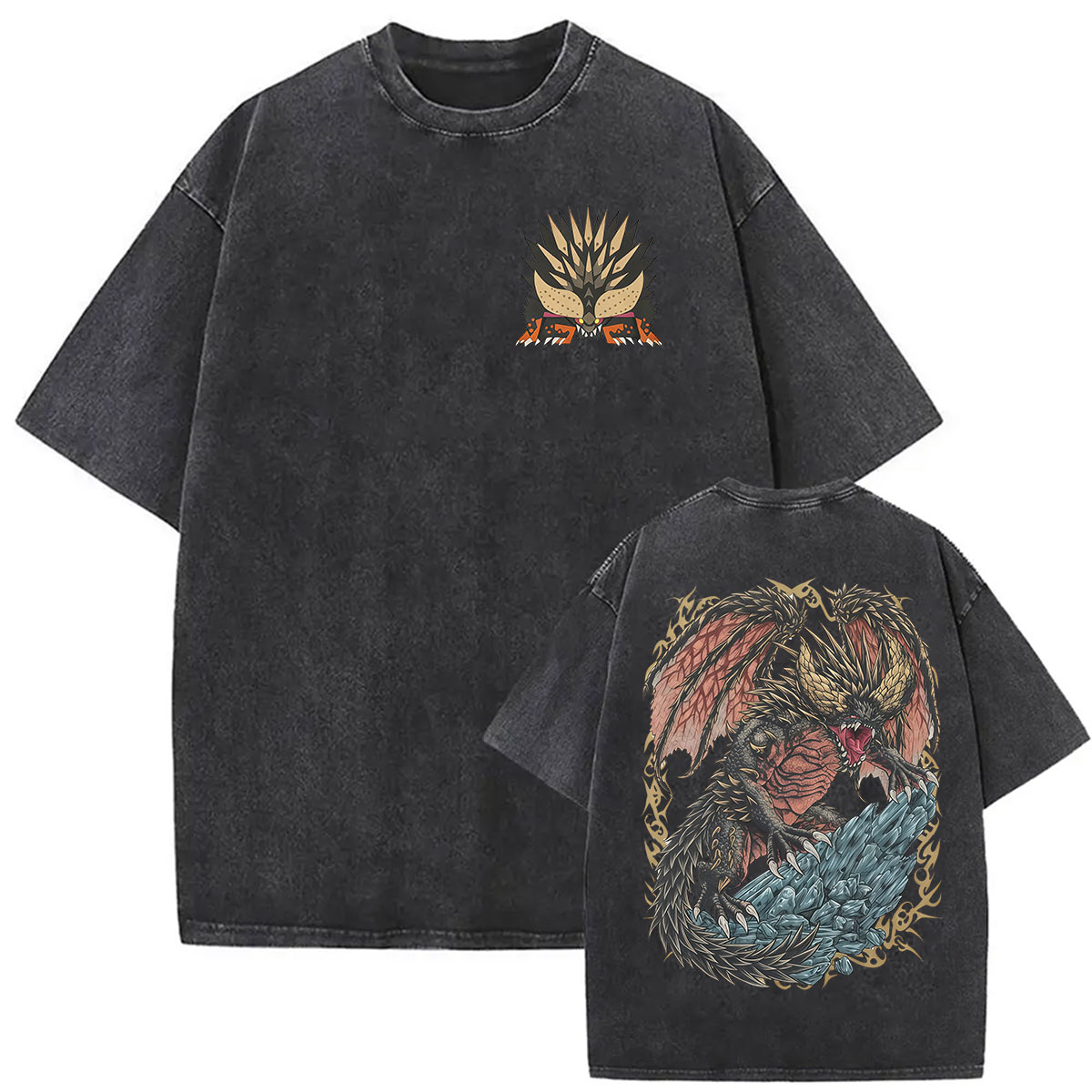 Retro Gaming T Shirt - Vintage gewassen Monster Hunter grafische T-shirts